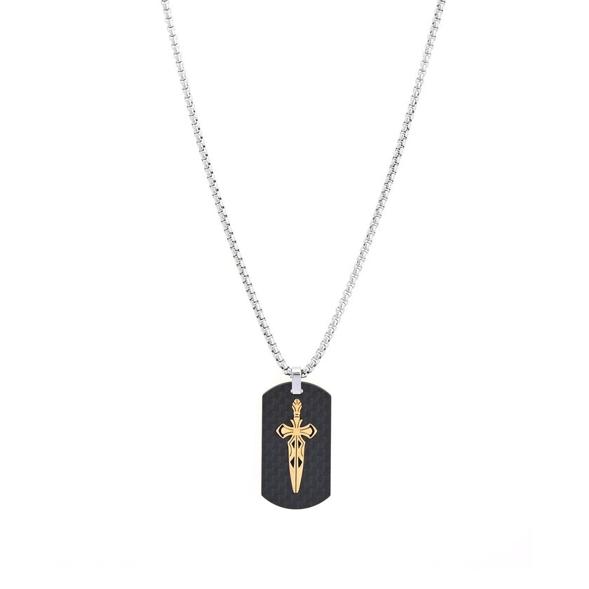 Collana uomo d'acciaio ciondolo a forma di tag e stella GB