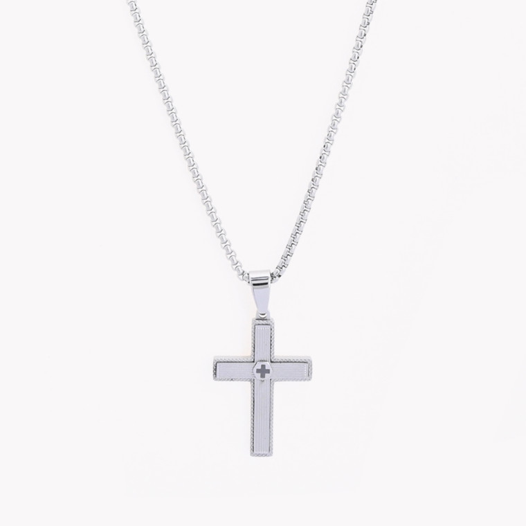 Cross men steel necklace basic GB