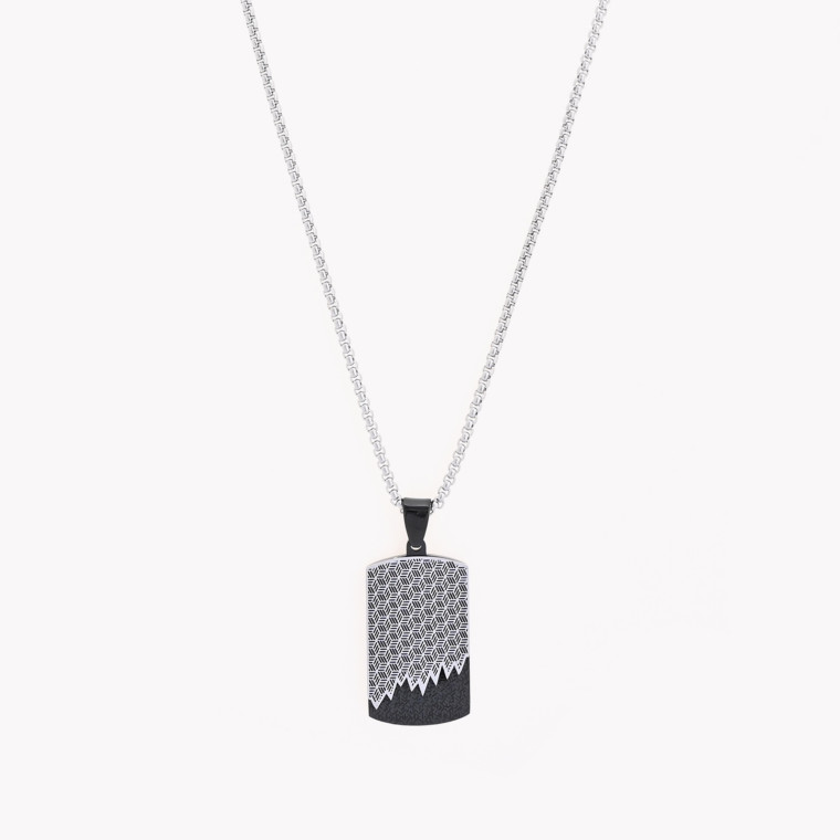 Cross men steel necklace with pattern GB