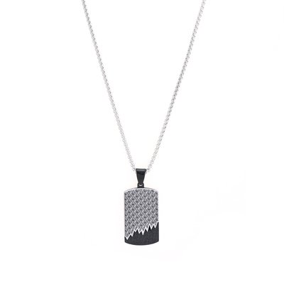 Collier homme acier croix avec irrégulière motif GB