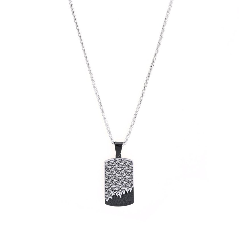 Collar hombre acero cruz con patrón GB