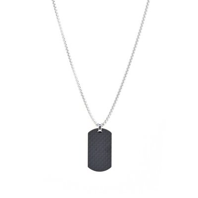 Collier homme en acier pendentif étiquette avec épée GB