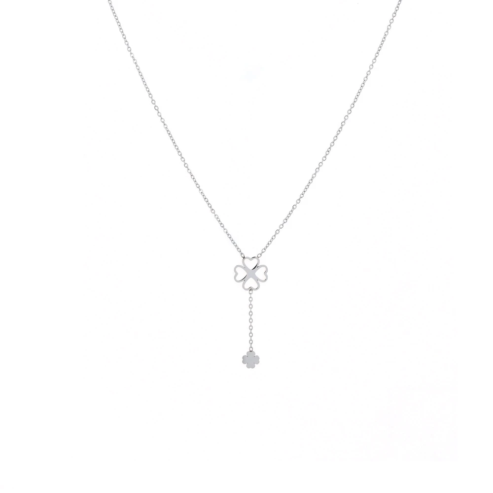 Collana in acciaio doppio trifoglio GB