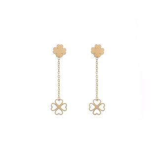 Pendientes en acero trébol doble GB