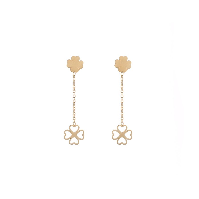 Pendientes en acero trébol doble GB