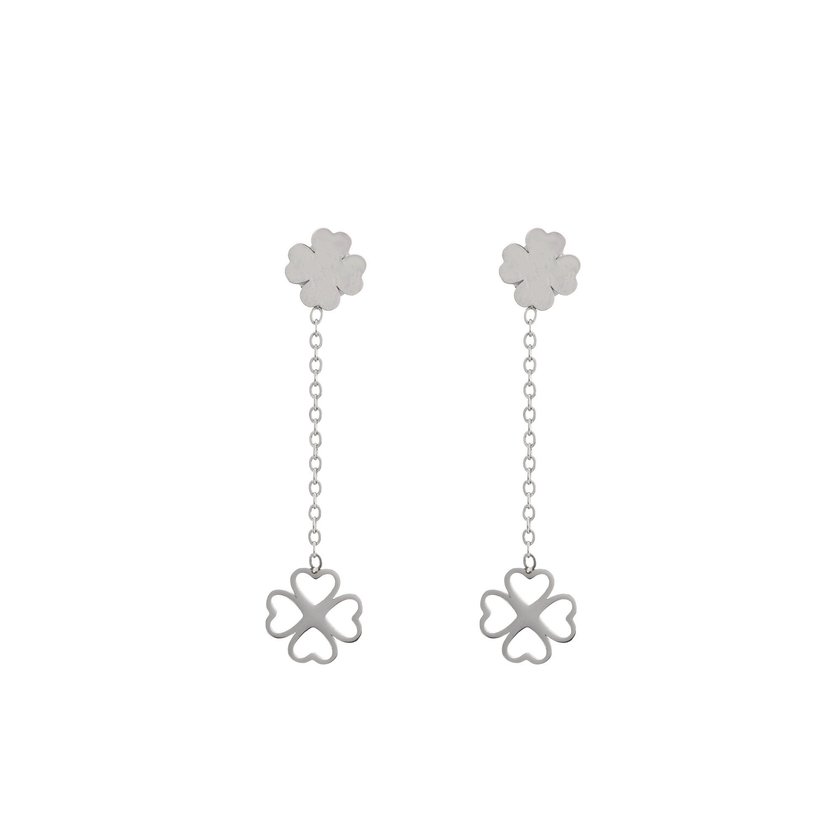 Pendientes en acero trébol doble GB