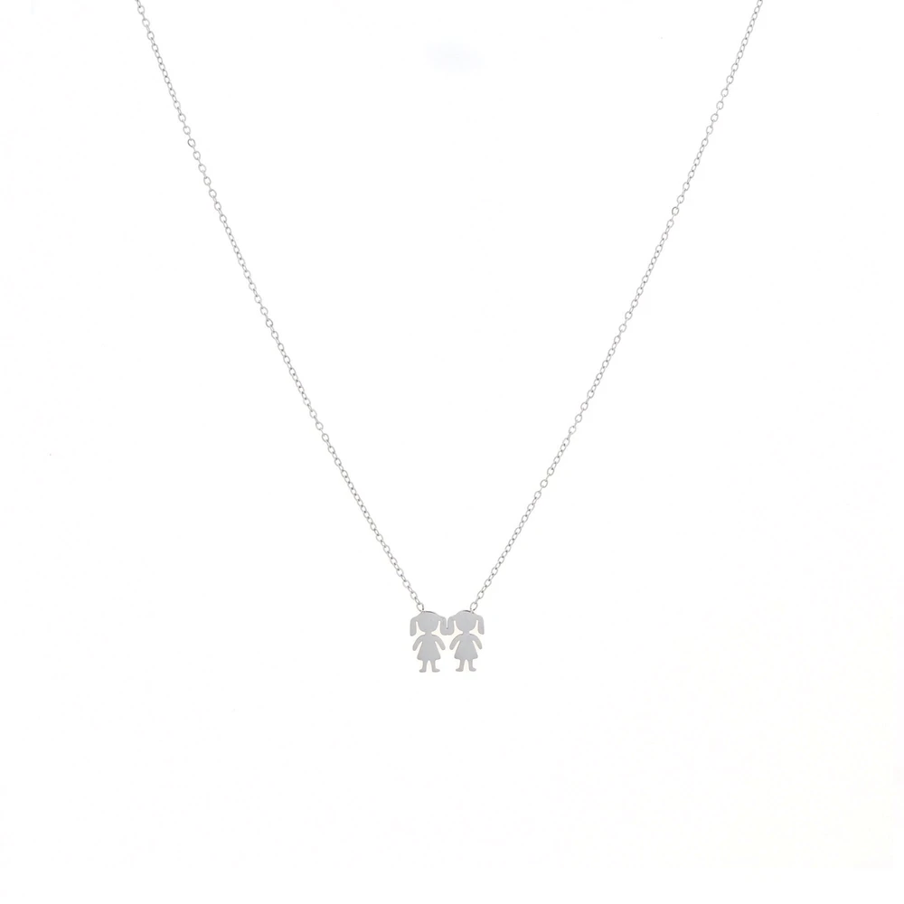 Collier en acier deux filles GB