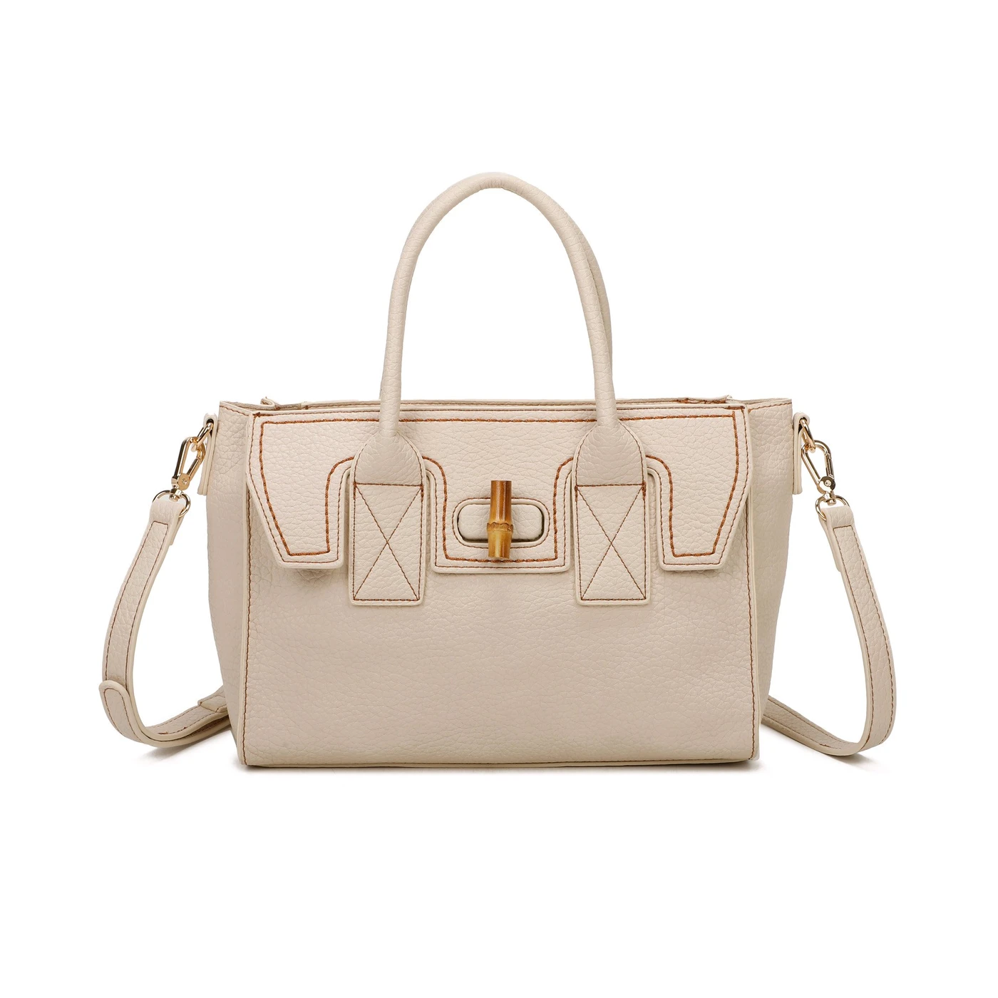 Bolso estilo tote con detalle de bambú GB