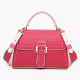 Handbag with buckle flap closure and GB stitching