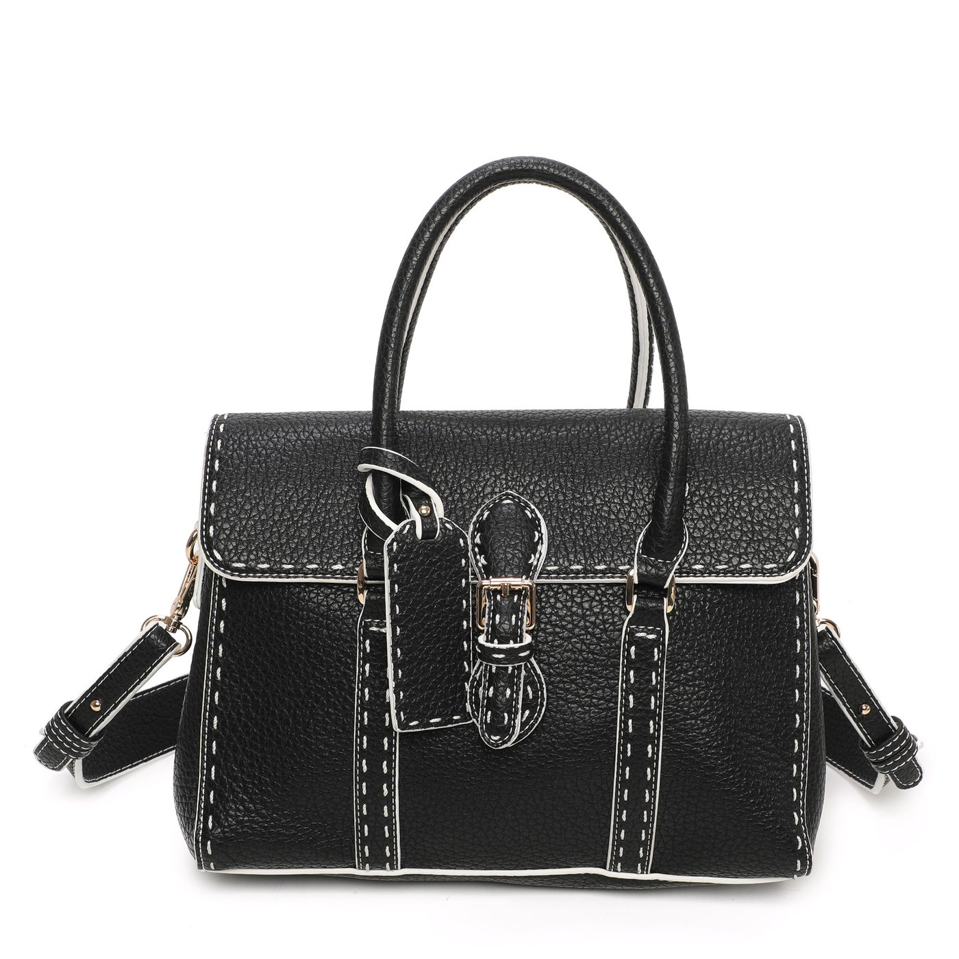 Satchel style bag with GB buckle closure