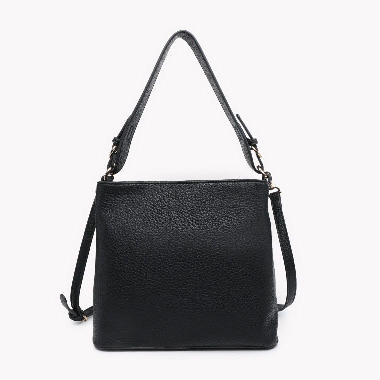 Synthetic shoulder bag with GB strap details
