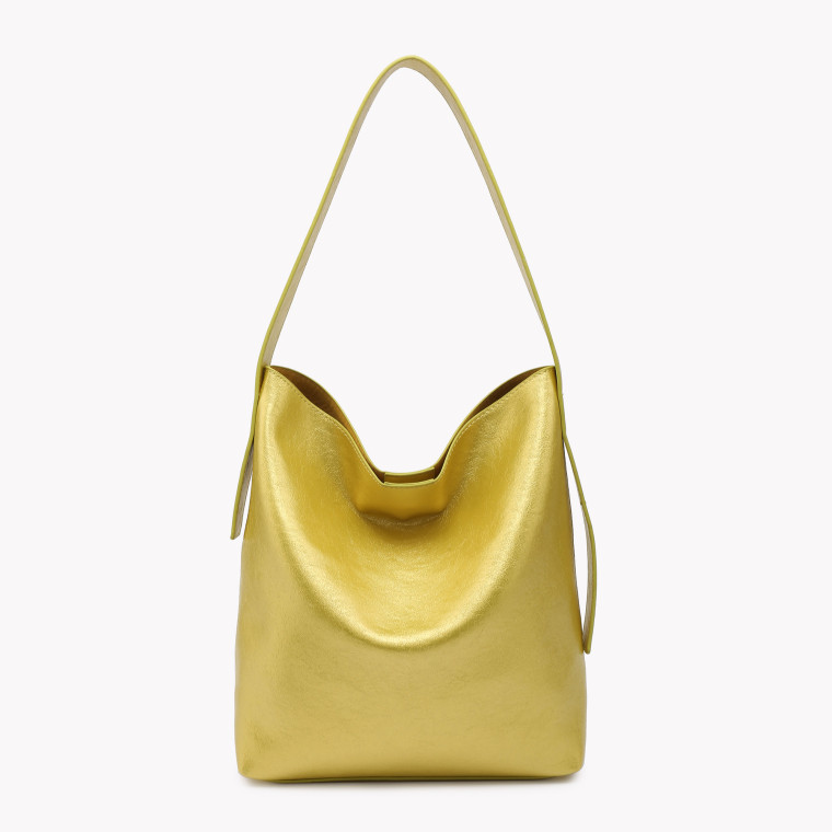 Shopper style bag in metallized synthetic GB