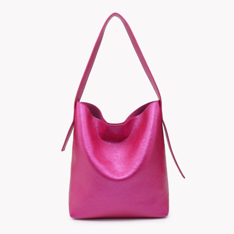 Shopper style bag in metallized synthetic GB