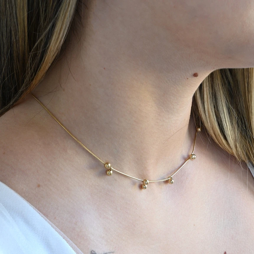 Steel necklace with ball pendants GB