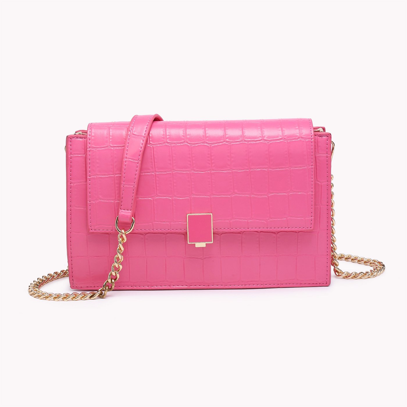 Textured crossbody bag with synthetic GB chain strap