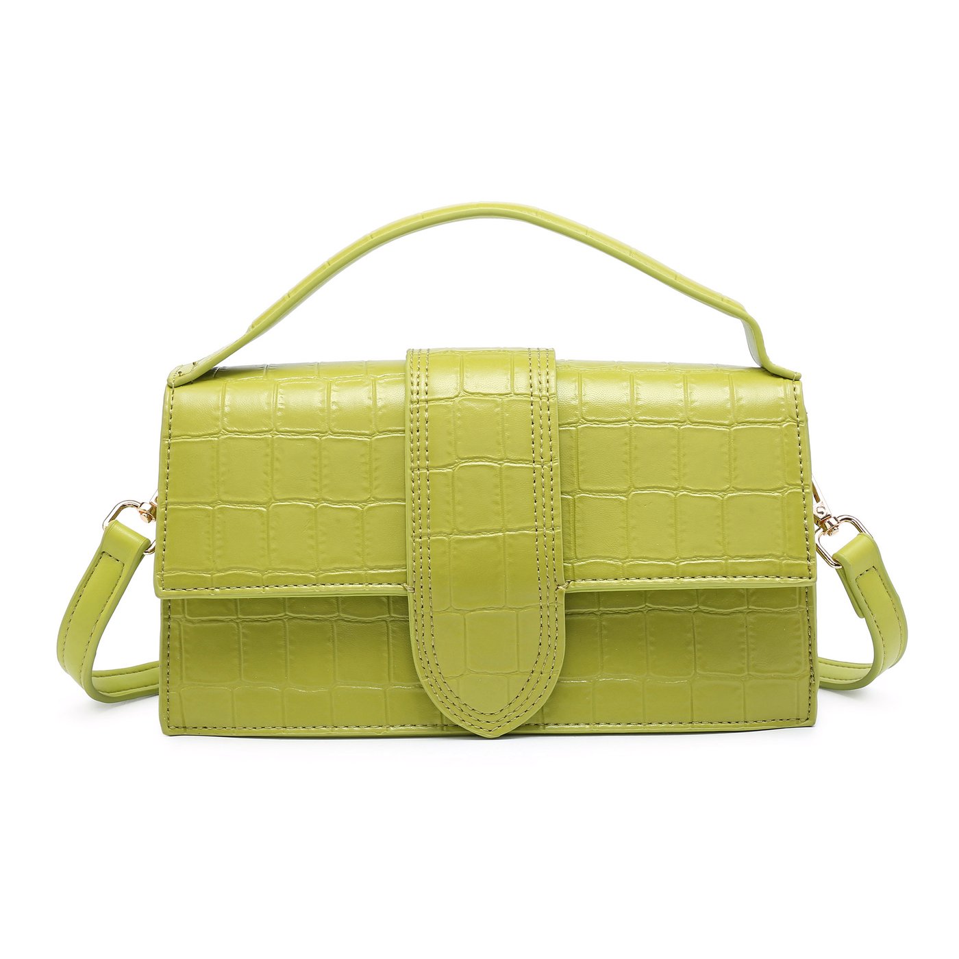 Handbag with crocodile texture and magnet closure GB