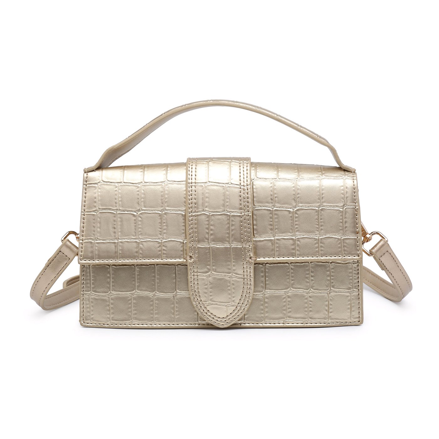 Handbag with crocodile texture and magnet closure GB