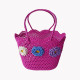 Raffia beach bag with colorful flowers GB