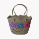 Raffia beach bag with colorful flowers GB