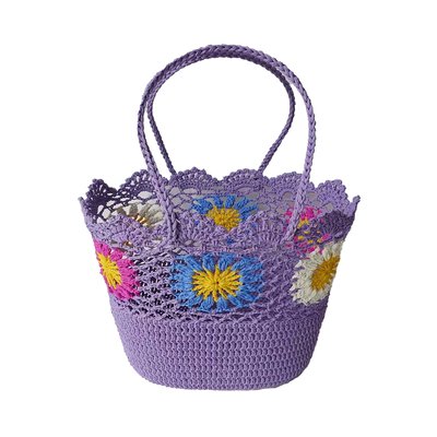 Raffia beach bag with multicolor sunflowers GB