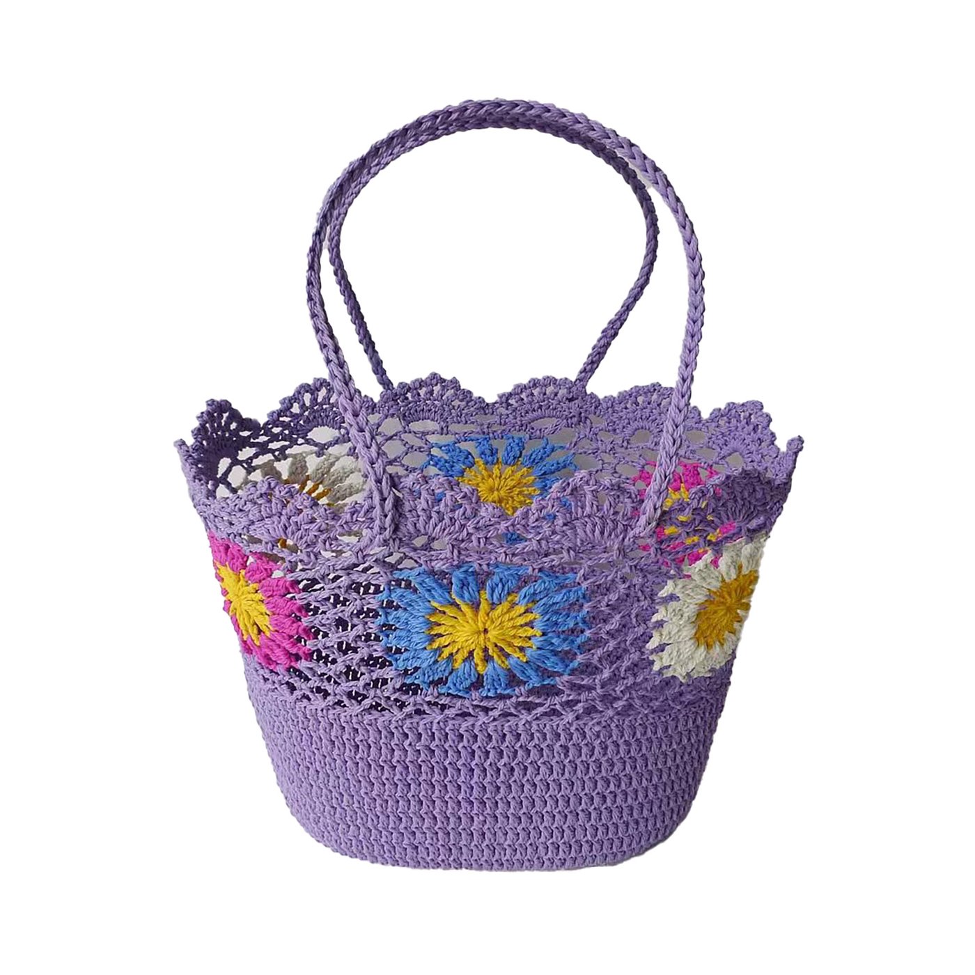 Borsa da mare in rafia con girasoli multicolor GB