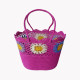 Raffia beach bag with multicolor sunflowers GB