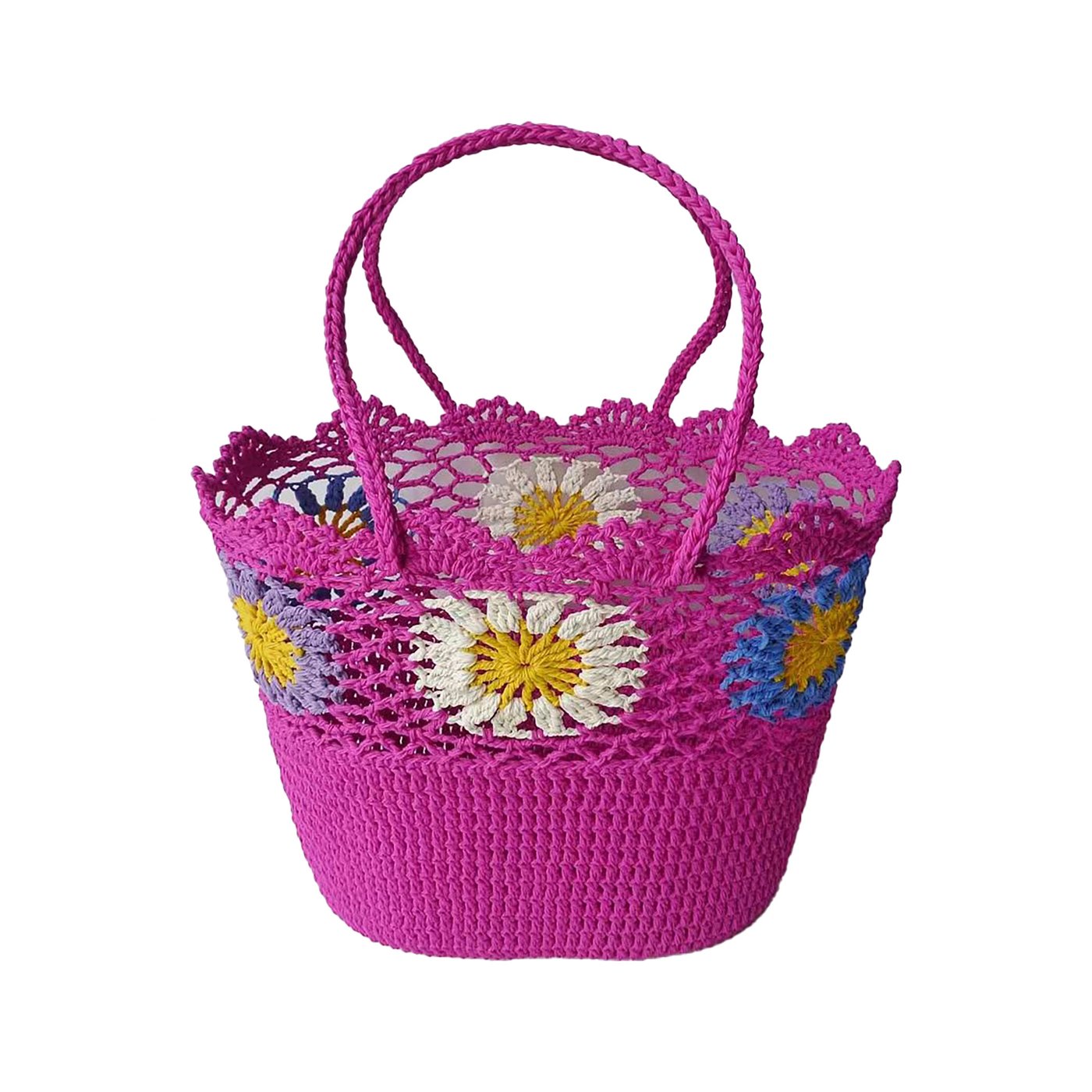 Raffia beach bag with multicolor sunflowers GB