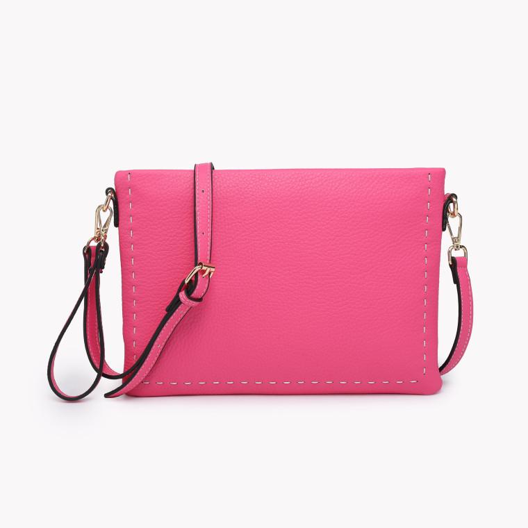 Clutch-style shoulder bag with GB stitching