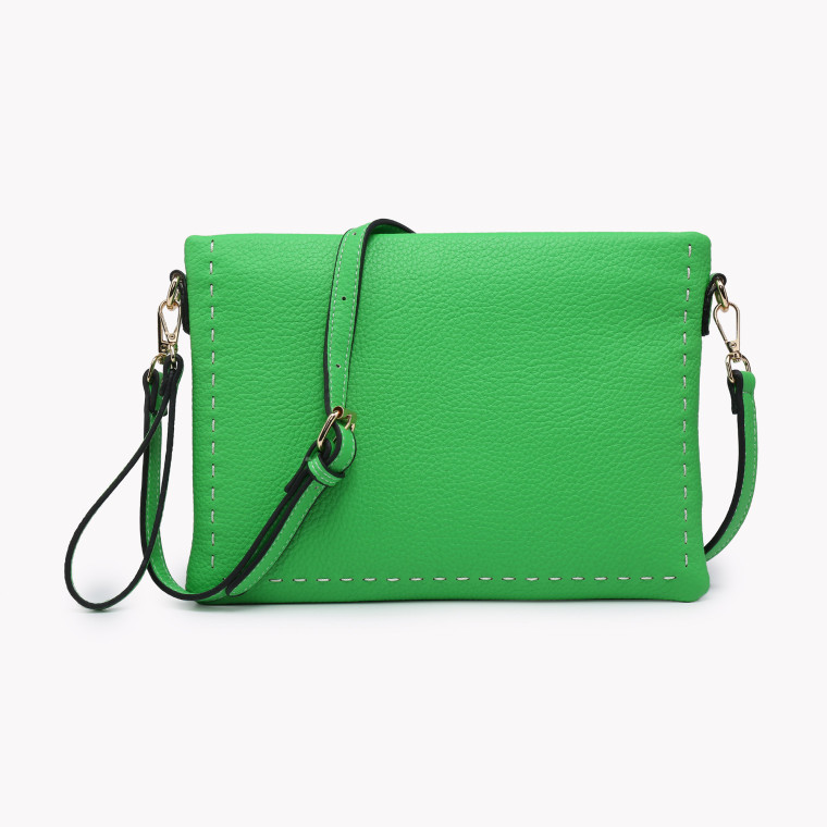 Clutch-style shoulder bag with GB stitching