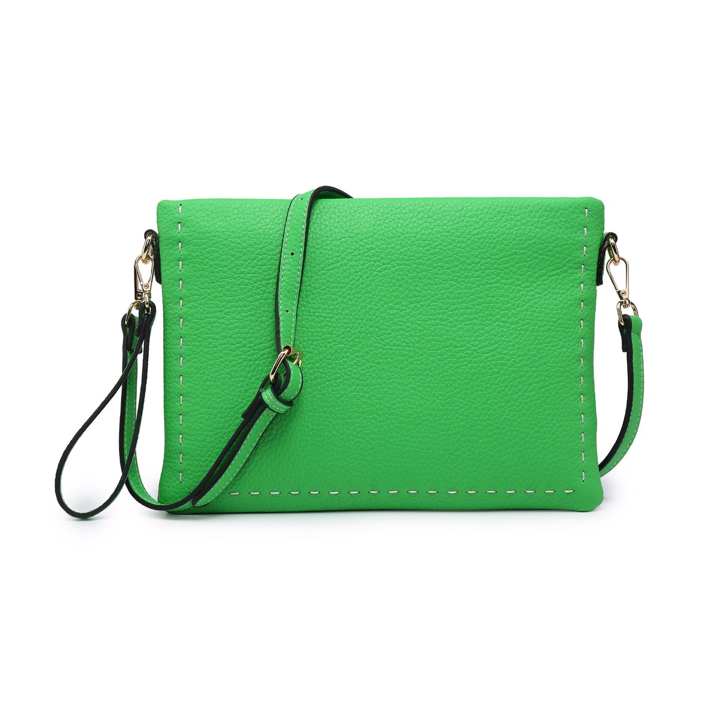 Clutch-style shoulder bag with GB stitching