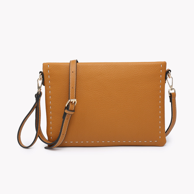 Clutch-style shoulder bag with GB stitching