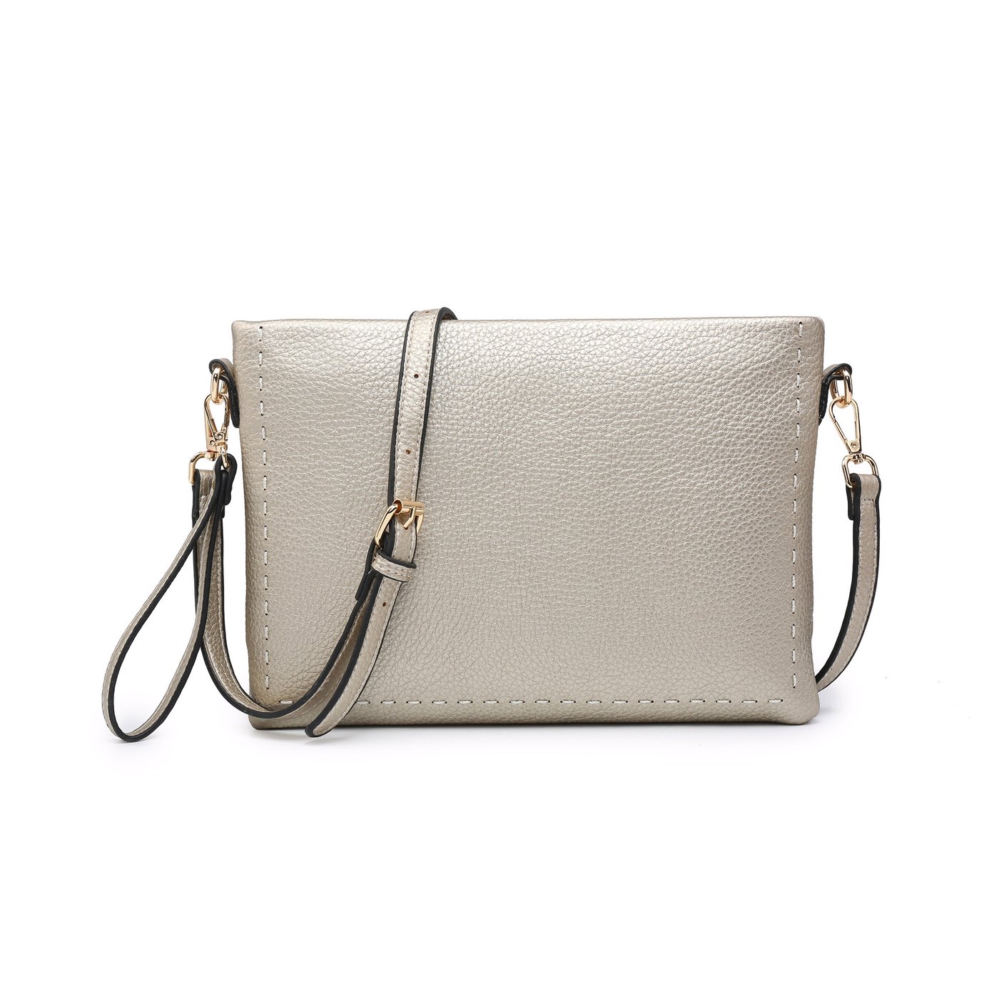 Clutch-style shoulder bag with GB stitching