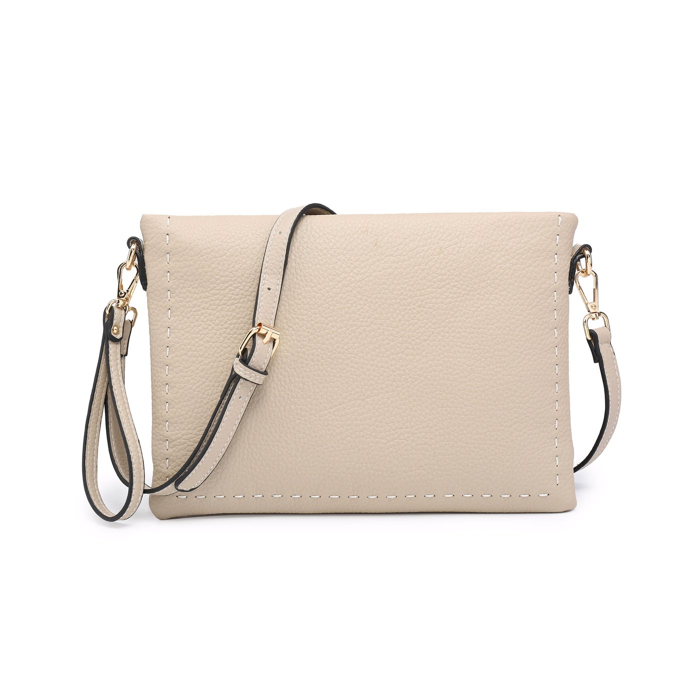 Clutch-style shoulder bag with GB stitching