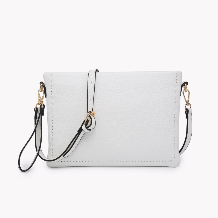 Clutch-style shoulder bag with GB stitching