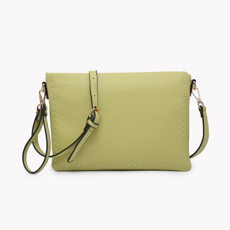 Clutch-style shoulder bag with GB stitching