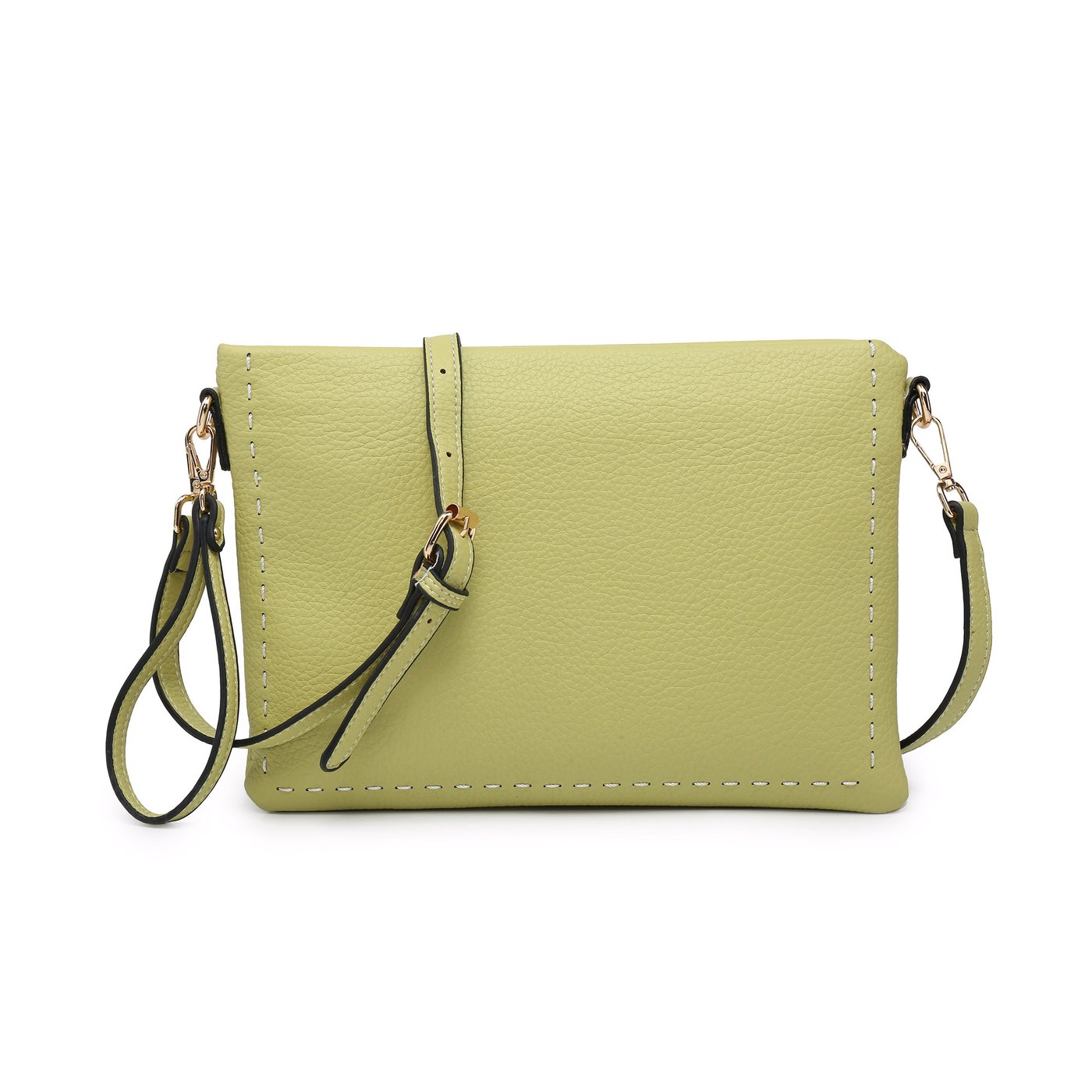 Clutch-style shoulder bag with GB stitching