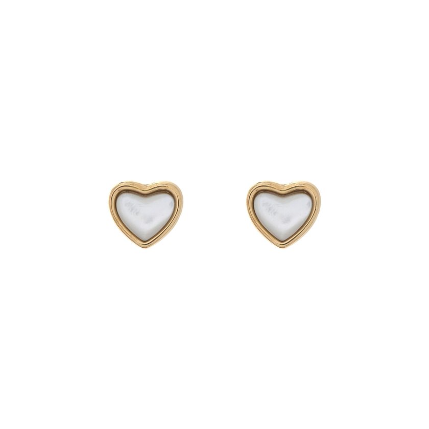 Earrings in mother of pearl heart GB