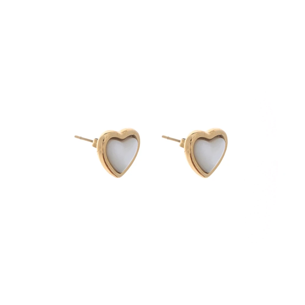 Earrings in mother of pearl heart GB