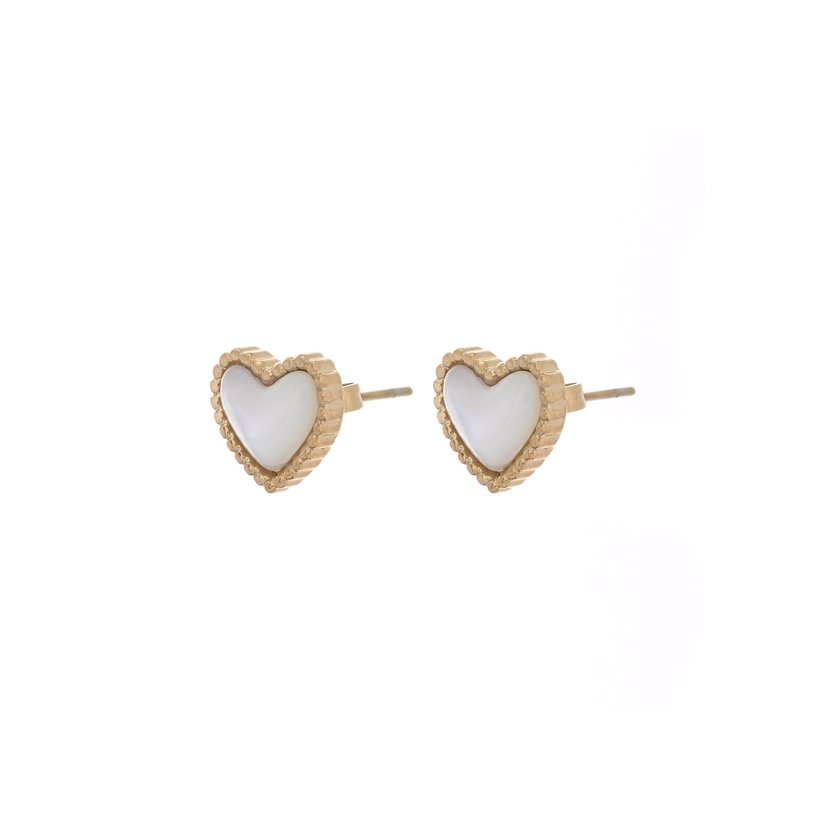 Earrings with texture and heart GB