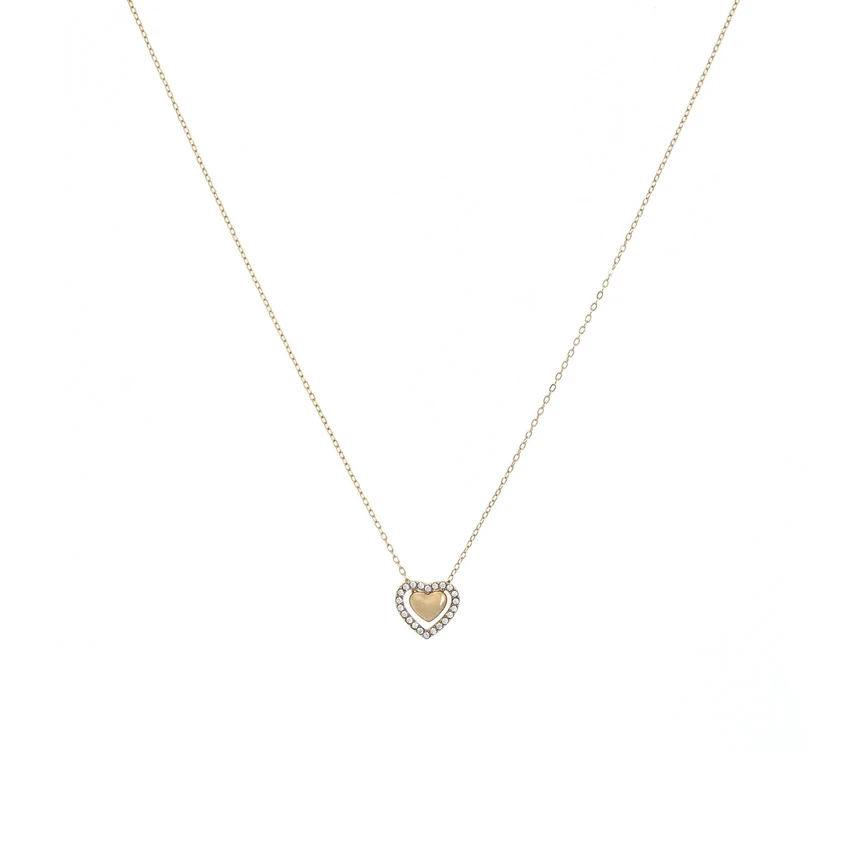 Collar acero corazón con brillantes GB