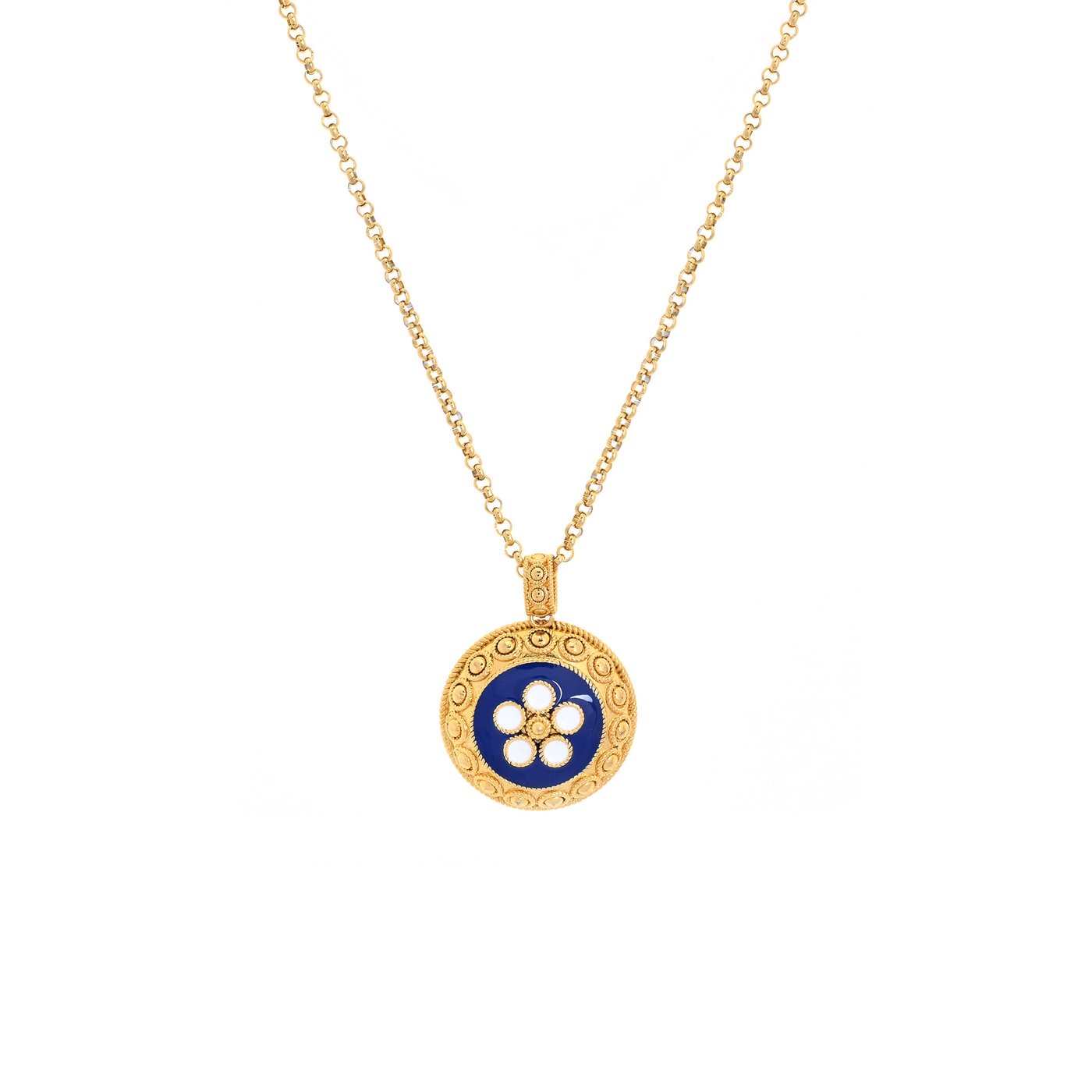 Gold plated necklace big traditional flower GB