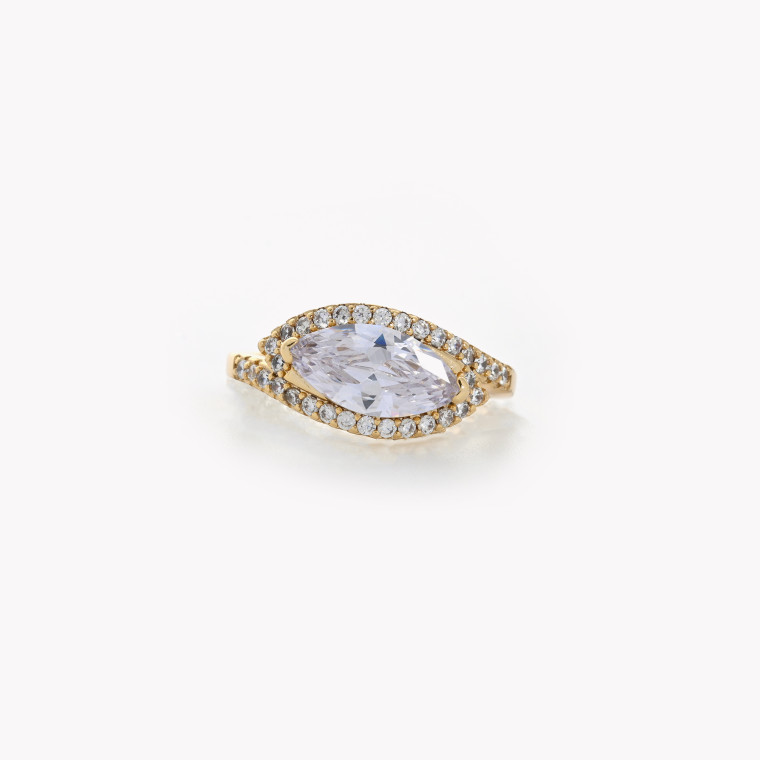 Anillo semi joya con piedra y brillantes GB