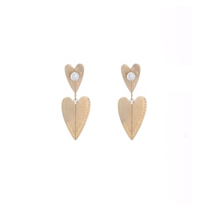 Boucles d\'oreilles en acier suspendu double coeur GB