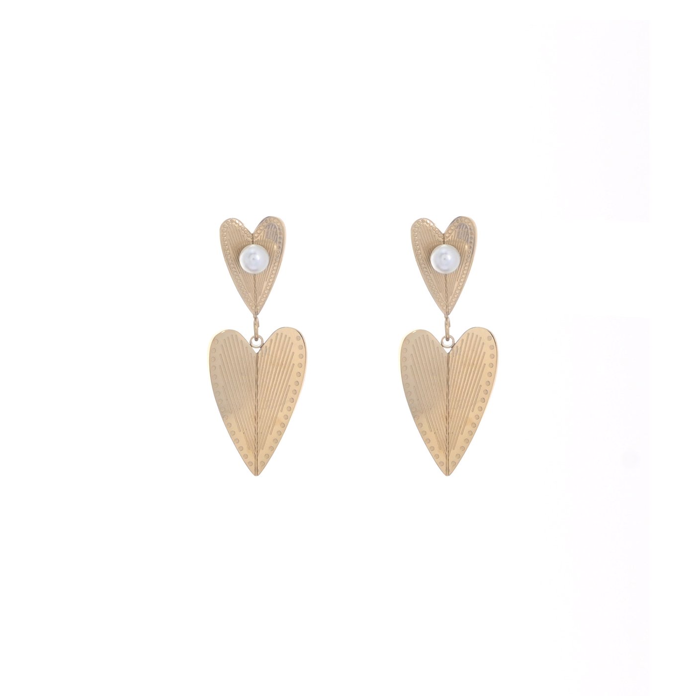 Boucles d\'oreilles en acier suspendu double coeur GB