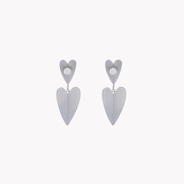 Steel earrings double hearts pending GB