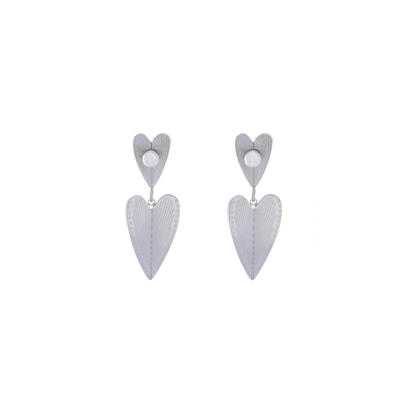 Boucles d\'oreilles en acier suspendu double coeur GB