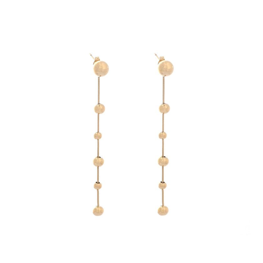 Pendientes en acero largo bolas GB