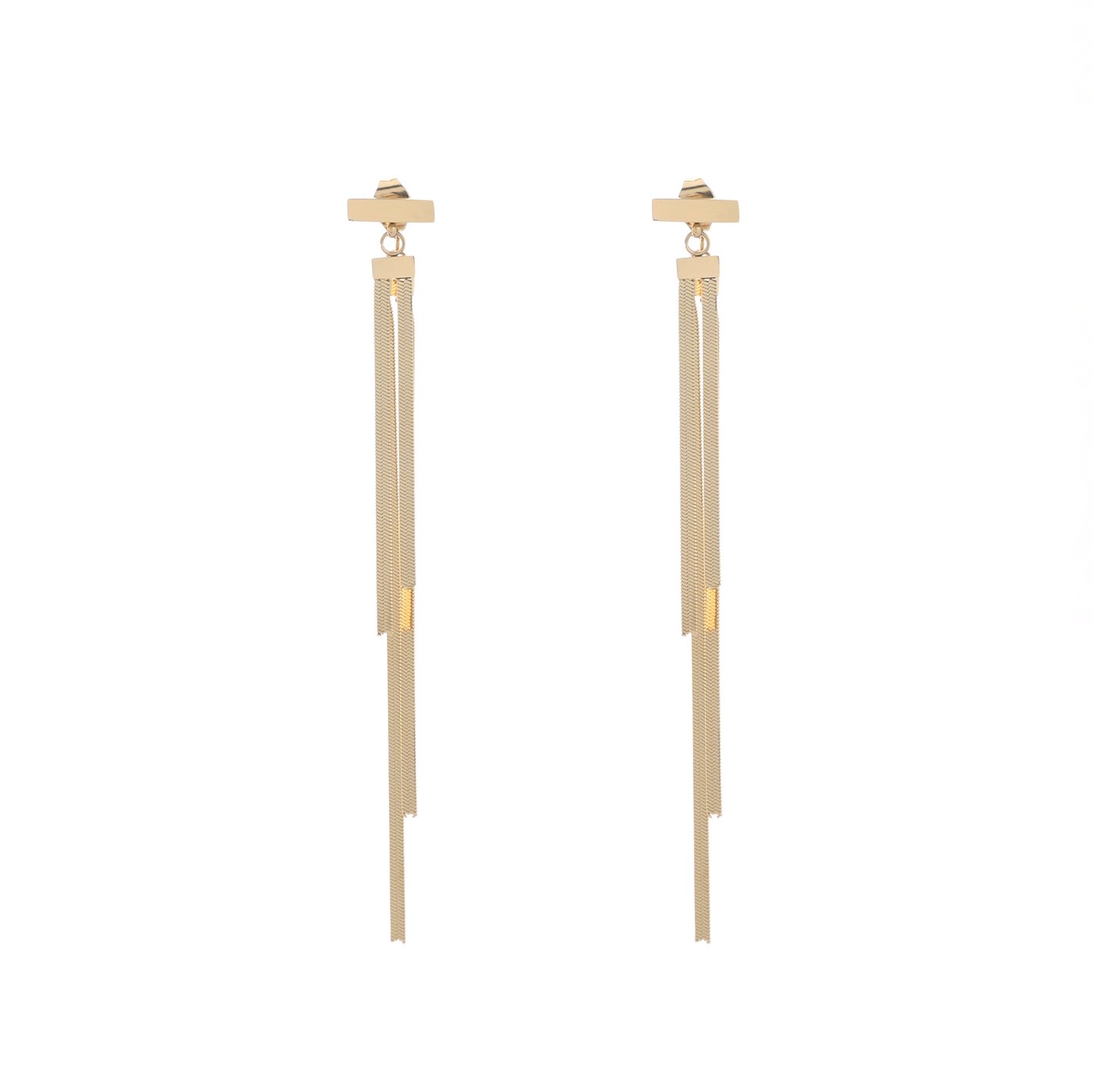 Boucles d\'oreilles en acier long avec frange GB