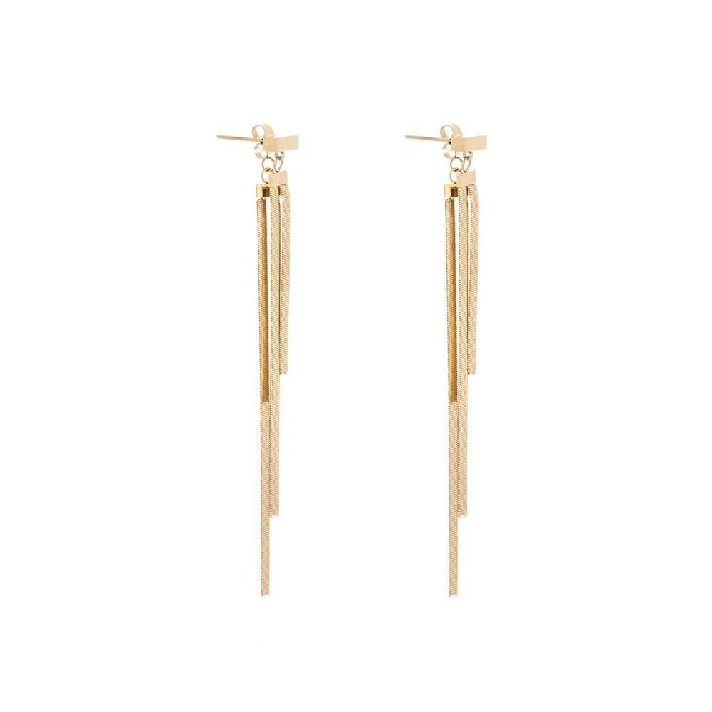 Pendientes en acero largo con flecos GB