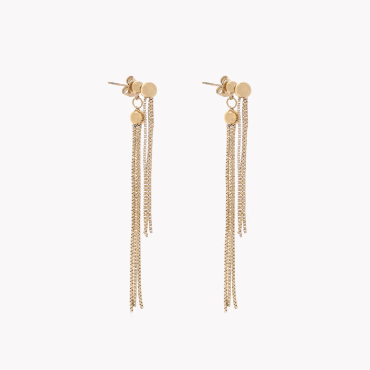 Boucles d&#039;oreilles en acier long avec frange GB